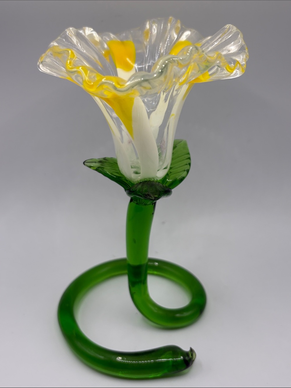 Vintage Handmade Art Glass Flower Vase Candle Holder Floral Vessel Cottagecore